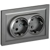 Розетка 2-м СП BRITE РСш12-3-БрС 16А в сборе с заземл. защ. шторки сталь IEK BR-R24-16-K46-F