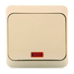 Выключатель кнопочный 1-кл. ОП Этюд 10А IP20 с подсветкой с самовозвратом крем. SchE KA10-002K