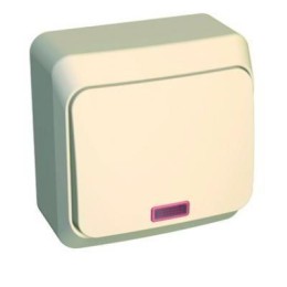 Выключатель кнопочный 1-кл. ОП Этюд 10А IP20 с подсветкой с самовозвратом крем. SchE KA10-002K