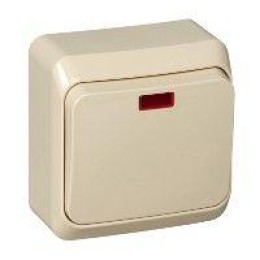 Выключатель кнопочный 1-кл. ОП Этюд 10А IP20 с подсветкой с самовозвратом крем. SchE KA10-002K