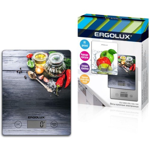 Весы кухонные ELX-SK02-С02 до 5кг 195х142мм черн. специи Ergolux 13601