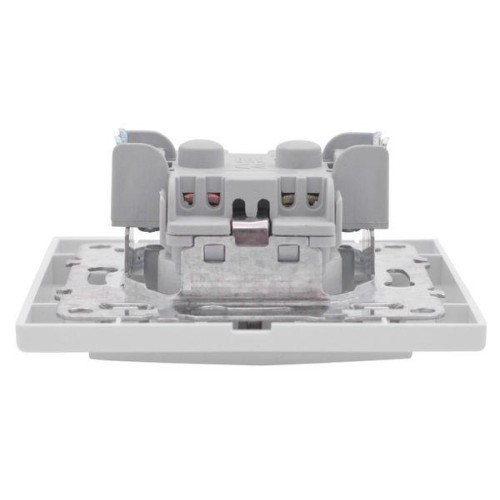 Розетка 1-м СП Минск 16А IP20 с заземл. защ. шторки бел. Basic EKF ERR16-028-100