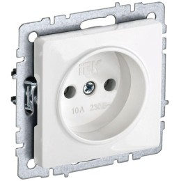 Розетка BRITE РС10-1-0-БрБ 10А без заземл. без защ. шторок механизм бел. IEK BR-R10-10-K01