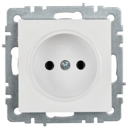 Розетка BRITE РС10-1-0-БрБ 10А без заземл. без защ. шторок механизм бел. IEK BR-R10-10-K01