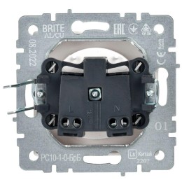 Розетка BRITE РС10-1-0-БрБ 10А без заземл. без защ. шторок механизм бел. IEK BR-R10-10-K01