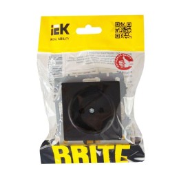 Розетка BRITE РС10-1-0-БрЧ 10А без заземл. без защ. шторок механизм черн. IEK BR-R10-10-K02