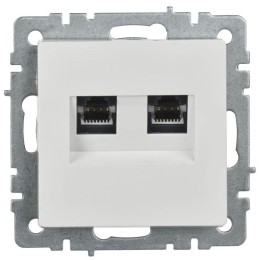 Розетка двойная СП RJ11+RJ45 кат.5E BRITE РК/Т12-БрБ механизм бел. IEK BR-KT20-O-1-K01