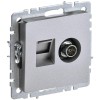 Розетка компьютерная + телевизионная 2-м Brite РТВ/РК12-БрА RJ45 кат.5E + TV механизм алюм. IEK BR-A