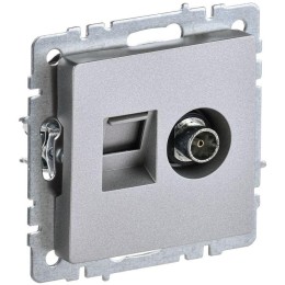 Розетка компьютерная + телевизионная 2-м Brite РТВ/РК12-БрА RJ45 кат.5E + TV механизм алюм. IEK BR-A