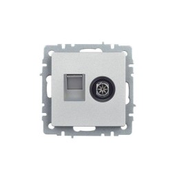 Розетка компьютерная + телевизионная 2-м Brite РТВ/РК12-БрА RJ45 кат.5E + TV механизм алюм. IEK BR-A