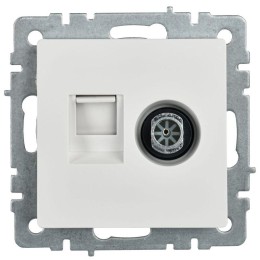 Розетка компьютерная + телевизионная 2-м Brite РТВ/РК12-БрБ RJ45 кат.5E + TV механизм бел. IEK BR-AK