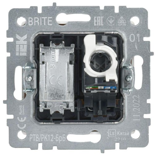 Розетка компьютерная + телевизионная 2-м Brite РТВ/РК12-БрБ RJ45 кат.5E + TV механизм бел. IEK BR-AK