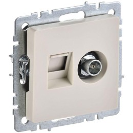 Розетка компьютерная + телевизионная 2-м Brite РТВ/РК12-БрКр RJ45 кат.5E + TV механизм беж. IEK BR-A
