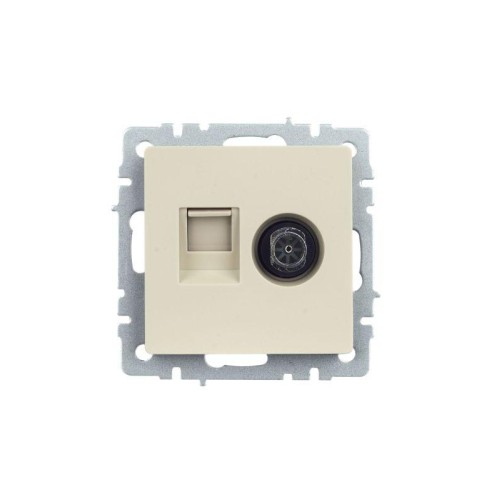 Розетка компьютерная + телевизионная 2-м Brite РТВ/РК12-БрКр RJ45 кат.5E + TV механизм беж. IEK BR-A