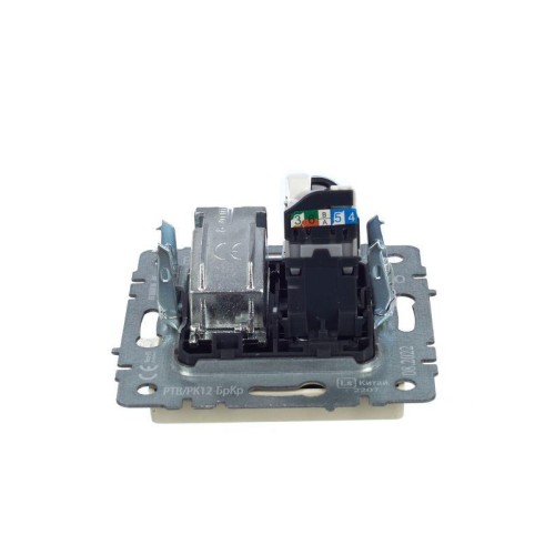 Розетка компьютерная + телевизионная 2-м Brite РТВ/РК12-БрКр RJ45 кат.5E + TV механизм беж. IEK BR-A