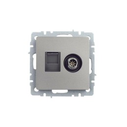 Розетка компьютерная + телевизионная 2-м Brite РТВ/РК12-БрС RJ45 кат.5E + TV механизм сталь IEK BR-A