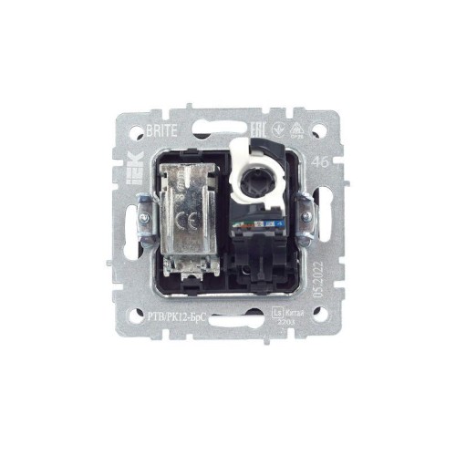 Розетка компьютерная + телевизионная 2-м Brite РТВ/РК12-БрС RJ45 кат.5E + TV механизм сталь IEK BR-A