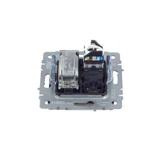 Розетка компьютерная + телевизионная 2-м Brite РТВ/РК12-БрС RJ45 кат.5E + TV механизм сталь IEK BR-A