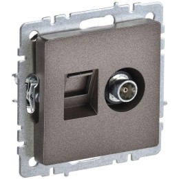 Розетка компьютерная + телевизионная 2-м Brite РТВ/РК12-БрТБ RJ45 кат.5E + TV механизм бронза IEK BR