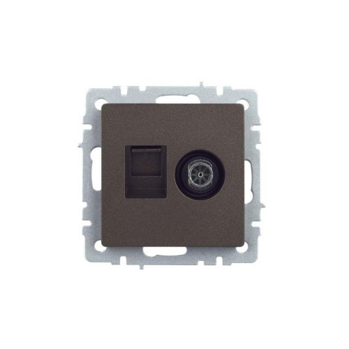 Розетка компьютерная + телевизионная 2-м Brite РТВ/РК12-БрТБ RJ45 кат.5E + TV механизм бронза IEK BR