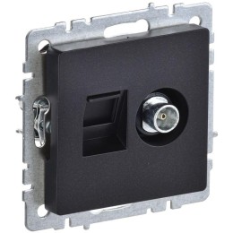 Розетка компьютерная + телевизионная 2-м Brite РТВ/РК12-БрЧ RJ45 кат.5E + TV механизм черн. IEK BR-A
