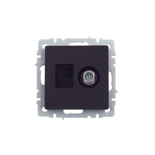 Розетка компьютерная + телевизионная 2-м Brite РТВ/РК12-БрЧ RJ45 кат.5E + TV механизм черн. IEK BR-A
