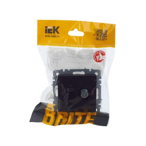 Розетка компьютерная + телевизионная 2-м Brite РТВ/РК12-БрЧ RJ45 кат.5E + TV механизм черн. IEK BR-A