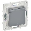 Розетка 1-м SKANDY 16А IP44 с заземл. защ. шторки с крышкой SK-R11Gr сер. IEK SK-R16-16-44-K03