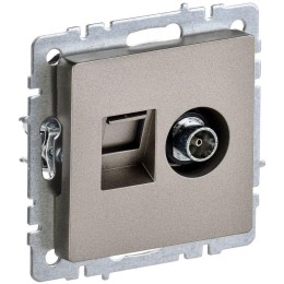 Розетка компьютерная + телевизионная 2-м Brite РТВ/РК12-БрШ RJ45 кат.5E + TV механизм шампань IEK BR