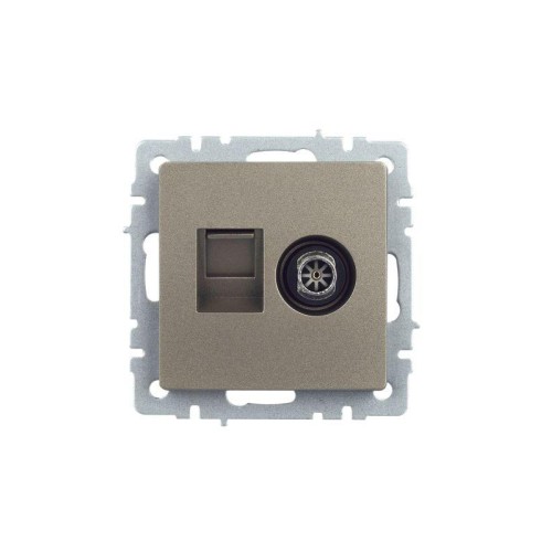 Розетка компьютерная + телевизионная 2-м Brite РТВ/РК12-БрШ RJ45 кат.5E + TV механизм шампань IEK BR