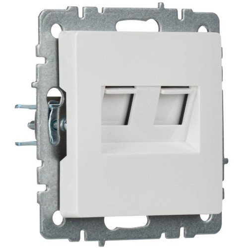 Розетка компьютерная двойн. СП RJ45 кат.5E BRITE РК10-2-БрБ механизм бел. IEK BR-K20-1-K01