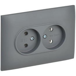 Розетка 2-м SKANDY 10А без заземл. без защ. шторок в сборе SK-R10Gr сер. IEK SK-R20-10-K03-F