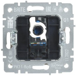 Розетка компьютерная СП RJ45 кат.6 BRITE РК11-БрБ механизм бел. IEK BR-K10-2-K01