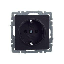Розетка BRITE РС11-1-0-БрЧ 16А с заземл. без защ. шторки механизм черн. IEK BR-R11-16-K02