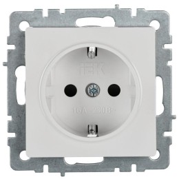 Розетка BRITE РС14-1-0-БрБ 16А с заземл. защ. шторки механизм бел. IEK BR-R14-16-K01