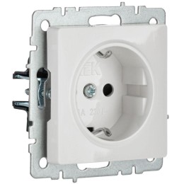 Розетка BRITE РС14-1-0-БрБ 16А с заземл. защ. шторки механизм бел. IEK BR-R14-16-K01