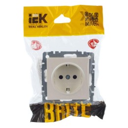 Розетка BRITE РС14-1-0-БрЖ 16А с заземл. защ. шторки механизм жемчуж. IEK BR-R14-16-K36