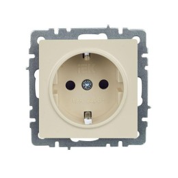 Розетка BRITE РС14-1-0-БрКр 16А с заземл. защ. шторки механизм беж. IEK BR-R14-16-K10