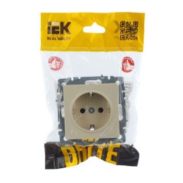 Розетка BRITE РС14-1-0-БрКр 16А с заземл. защ. шторки механизм беж. IEK BR-R14-16-K10