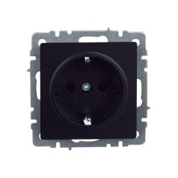 Розетка BRITE РС14-1-0-БрЧ 16А с заземл. защ. шторки механизм черн. IEK BR-R14-16-K02