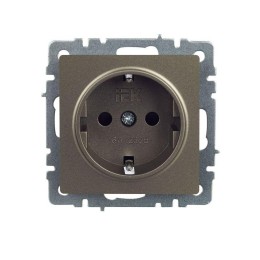 Розетка BRITE РС14-1-0-БрШ 16А с заземл. защ. шторки механизм шампань IEK BR-R14-16-K37