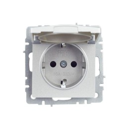 Розетка BRITE РСбш10-3-БрА 16А IP20 с заземл. защ. шторки с крышкой механизм алюм. IEK BR-R16-16-K47