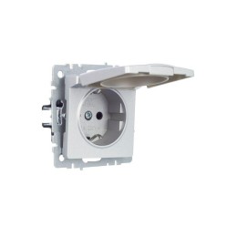 Розетка BRITE РСбш10-3-БрА 16А IP20 с заземл. защ. шторки с крышкой механизм алюм. IEK BR-R16-16-K47
