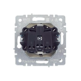 Розетка BRITE РСбш10-3-БрА 16А IP20 с заземл. защ. шторки с крышкой механизм алюм. IEK BR-R16-16-K47