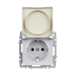 Розетка BRITE РСбш10-3-БрА 16А IP20 с заземл. защ. шторки с крышкой механизм алюм. IEK BR-R16-16-K47