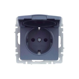 Розетка BRITE РСбш10-3-БрМ 16А IP20 с заземл. защ. шторки с крышкой механизм маренго IEK BR-R16-16-K