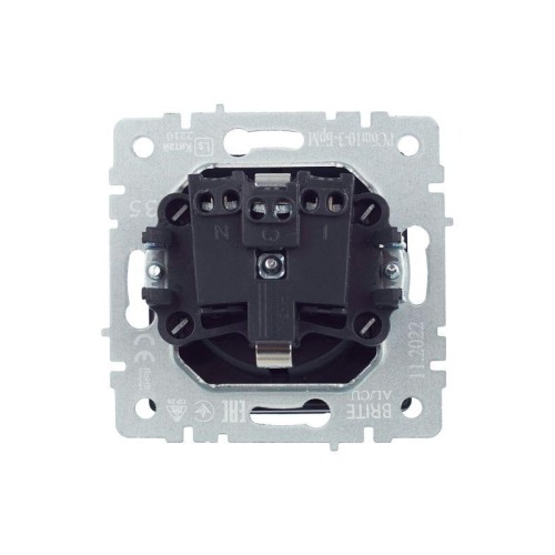 Розетка BRITE РСбш10-3-БрМ 16А IP20 с заземл. защ. шторки с крышкой механизм маренго IEK BR-R16-16-K