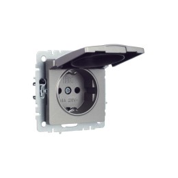 Розетка BRITE РСбш10-3-БрС 16А IP20 с заземл. защ. шторки с крышкой механизм сталь IEK BR-R16-16-K46