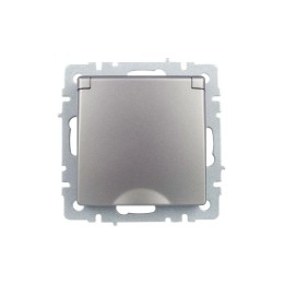 Розетка BRITE РСбш10-3-БрС 16А IP20 с заземл. защ. шторки с крышкой механизм сталь IEK BR-R16-16-K46