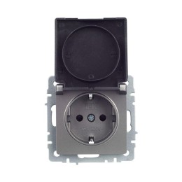 Розетка BRITE РСбш10-3-БрС 16А IP20 с заземл. защ. шторки с крышкой механизм сталь IEK BR-R16-16-K46